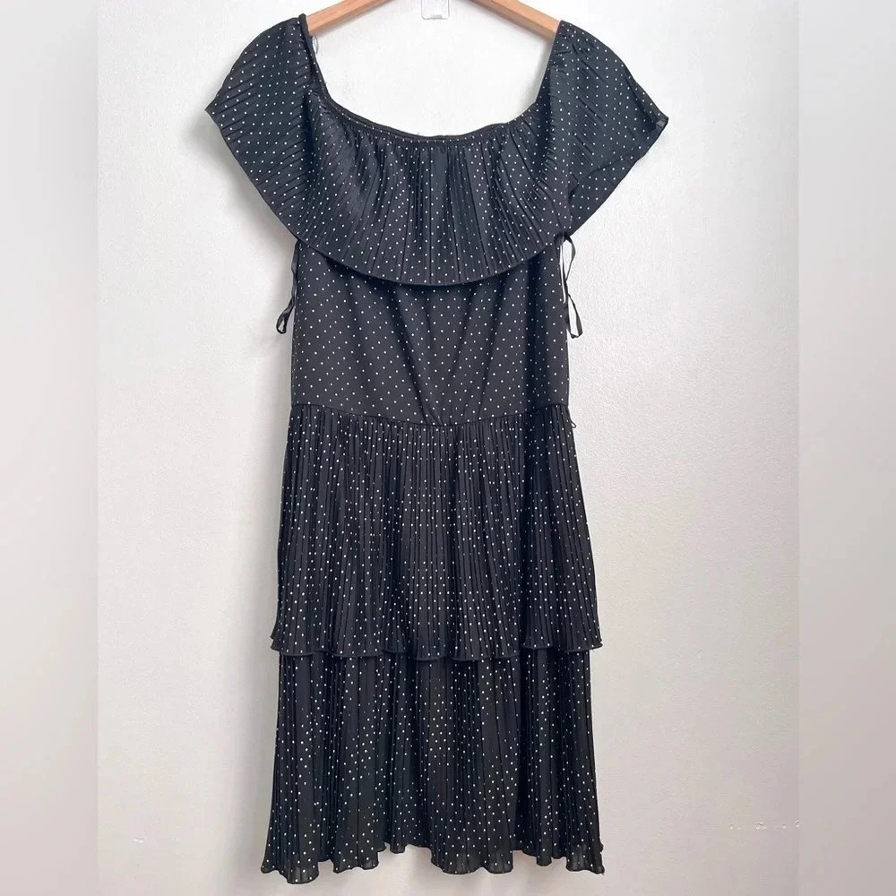 White House Black Market Tiered Midi Polka Dot Dress Spring